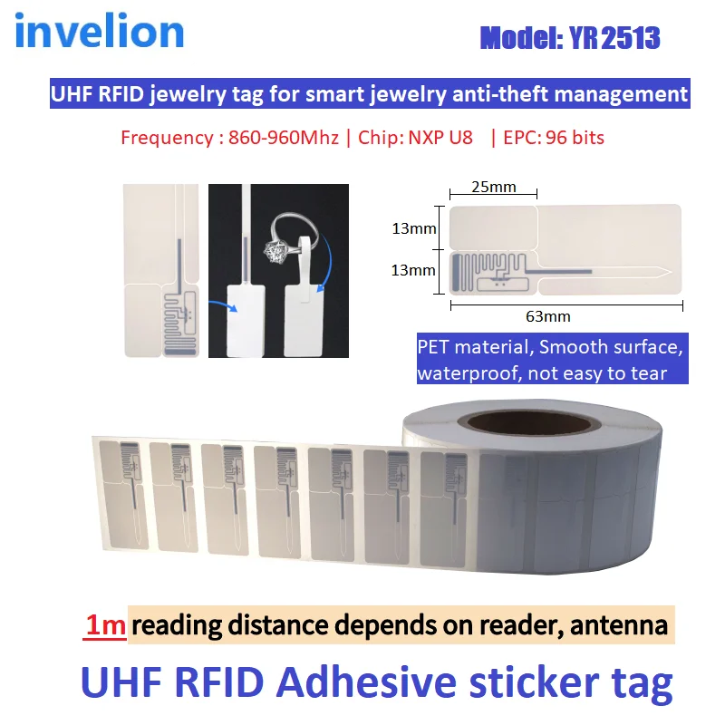 

UHF Gen2 RFID Jewelry Tag UHF 840-960Mhz ISO18000-6C Alien H3 / UHF Passive RFID Jewelry Tag for Inventory Security Anti-theft