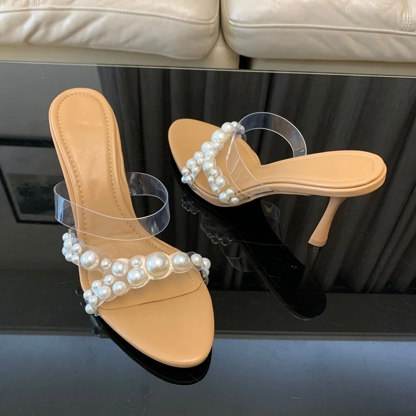 Transparent PVC Summer Women Sandals Peep Toe Thin High Heels Sexy Women Shoes Fashion Comfortable Outside Lady Shoes