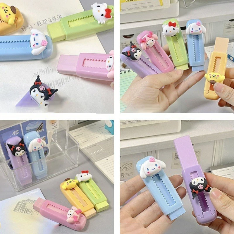 Mignon Sanurgente Hello Kitty Push-rib Gomme, Scalable Cartoon Gomme, Sanurgente Kuromi Cinnamoroll Gomme, Étudiant Récompense Staacquering Cadeau