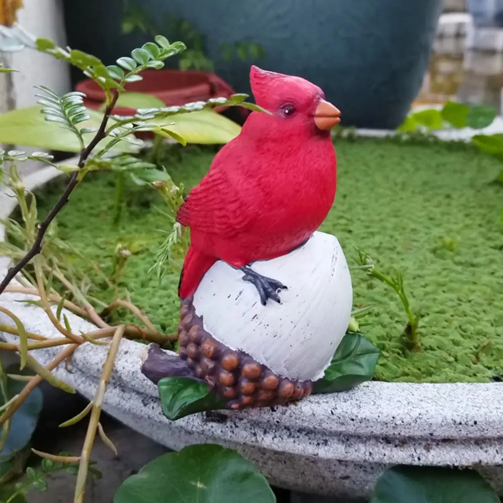 Durable Bird Ornament Festive Bird Figurine with Pinecone Berry Accents for Outdoor Indoor Decor Resin Statue for Garden