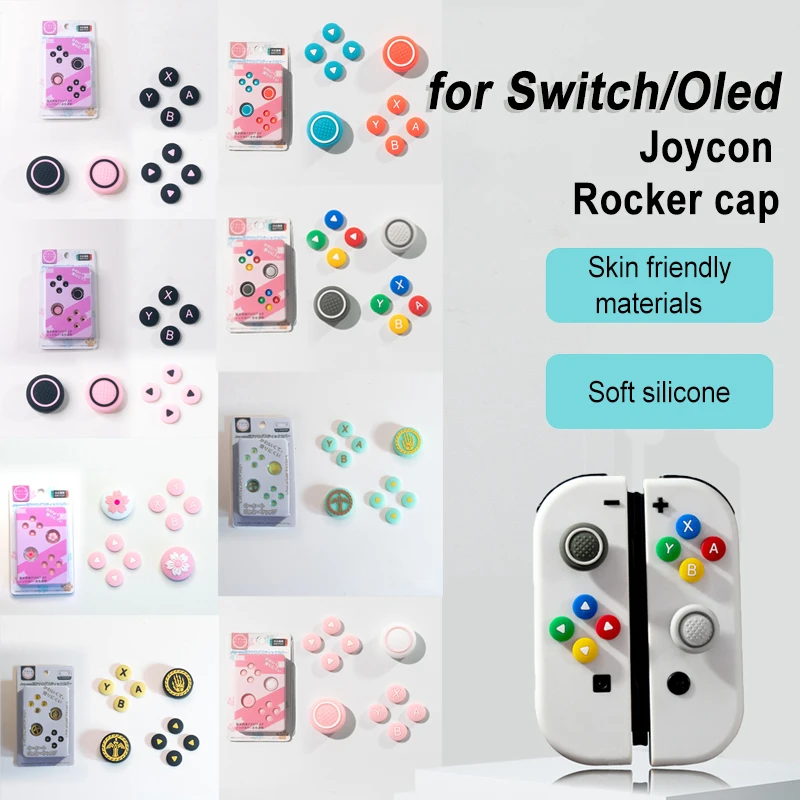 

Thumb Grips Soft Silicone Rocker cap ABXY for Nintendo Switch Button Sticker Joystick Hat Protective Cover for NS/switch oled