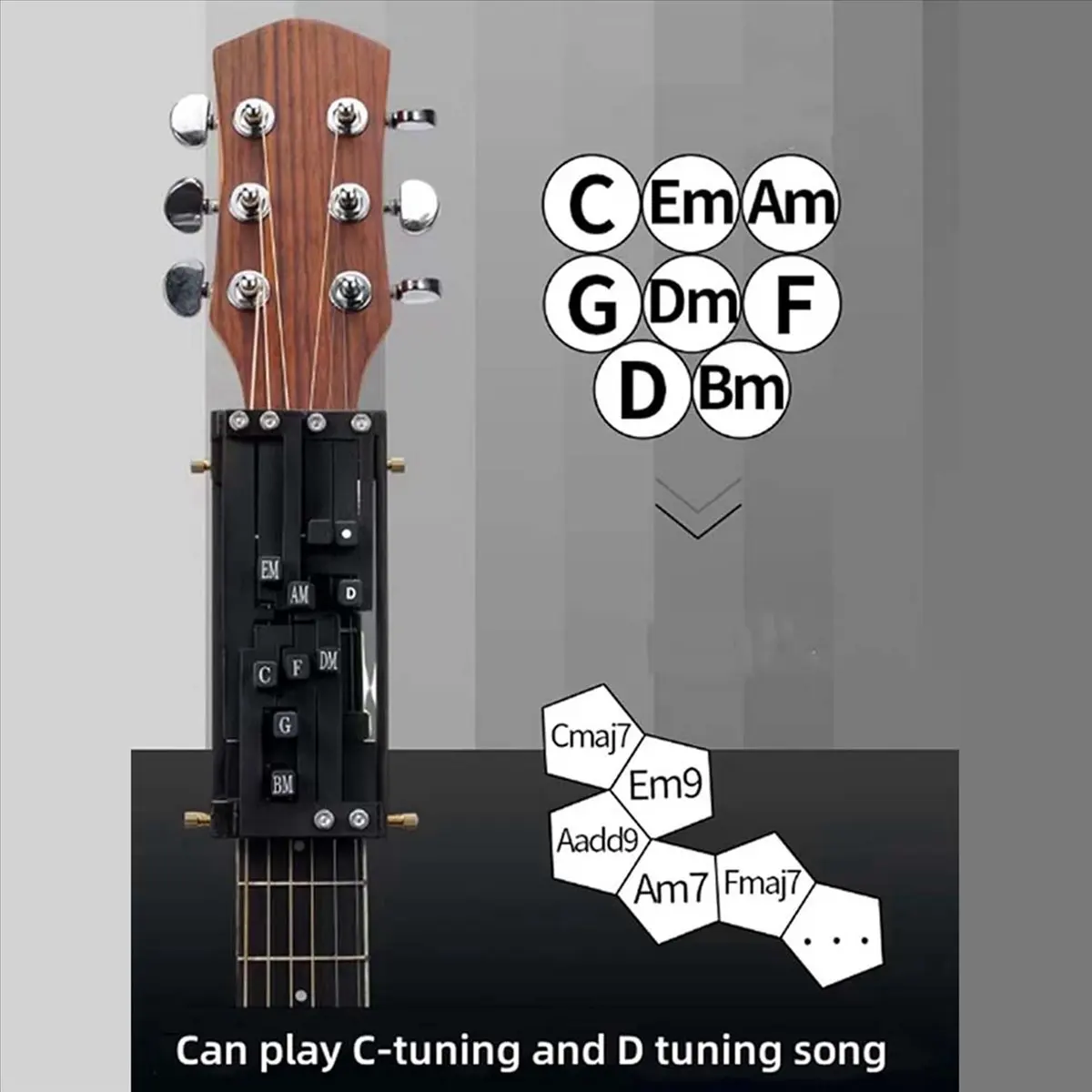 TUREBG 2X Guitar Learn Aid Tool with 16 Chords,Guitar Chord Trainer Folk Guitar Chords Learning System for Guitar Beginner