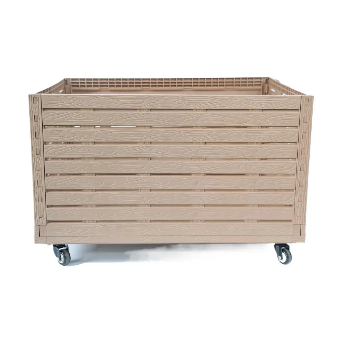 

LH imitation wood grain with wheel storage basket foldable, fruit toy storage box, large-capacity transportation