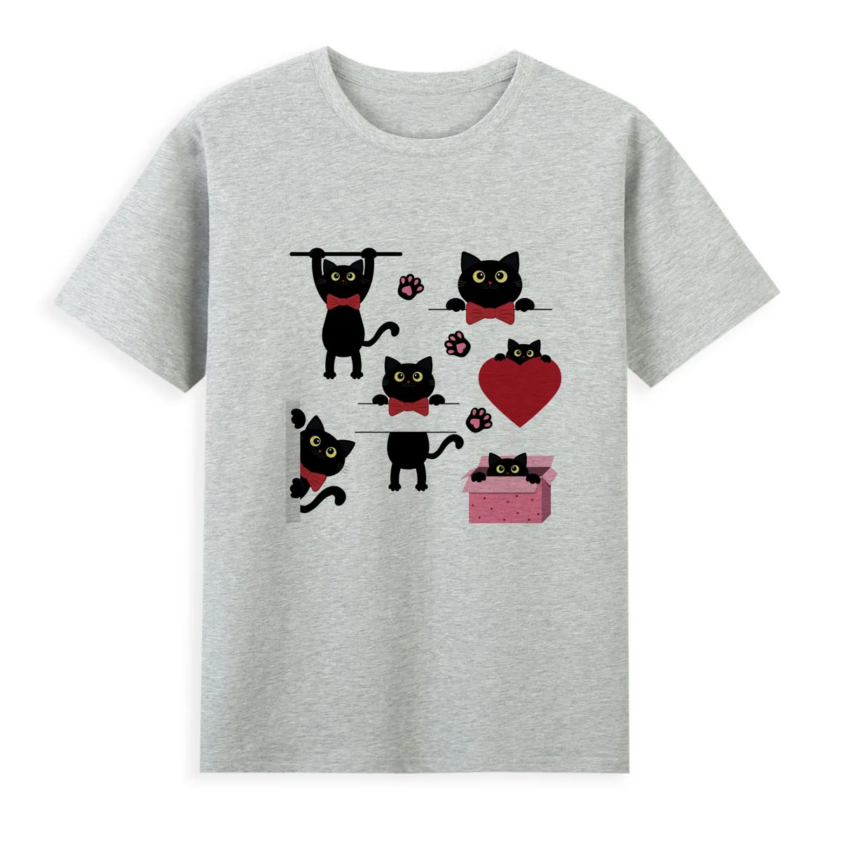 Funny Little Black Cats T-shirt New Style Summer Clothing Women Original Brand Casual Top Tees A023