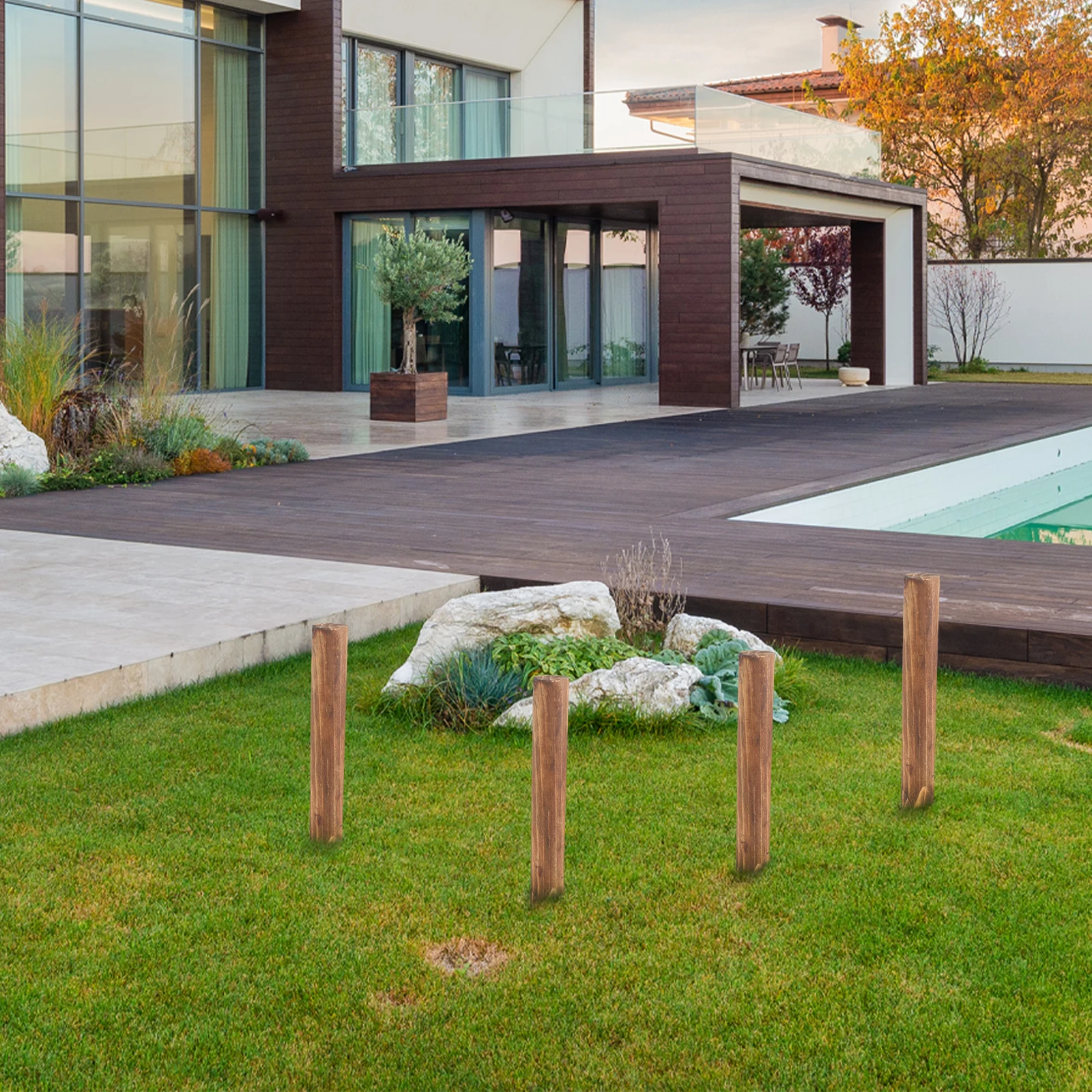 

4Pcs Garden Edging Border Wood Fence for Yard Lawn Decorative Outdoor Fencing Small Garden Divider Courtyard Path Edging