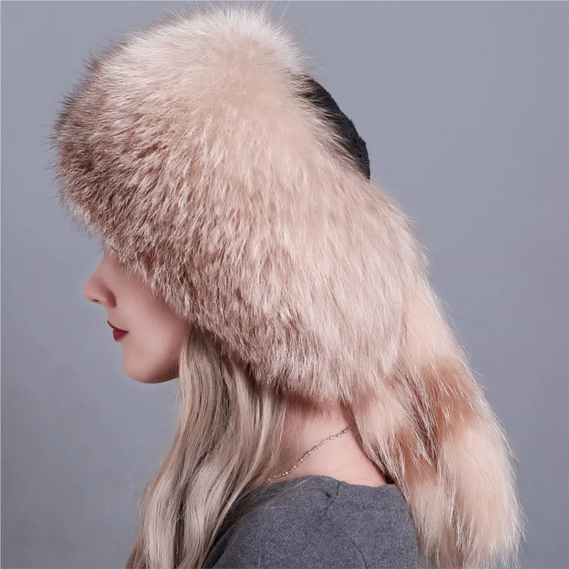 

Whole leather ear-protecting hat fur ethnic snowstorm adult