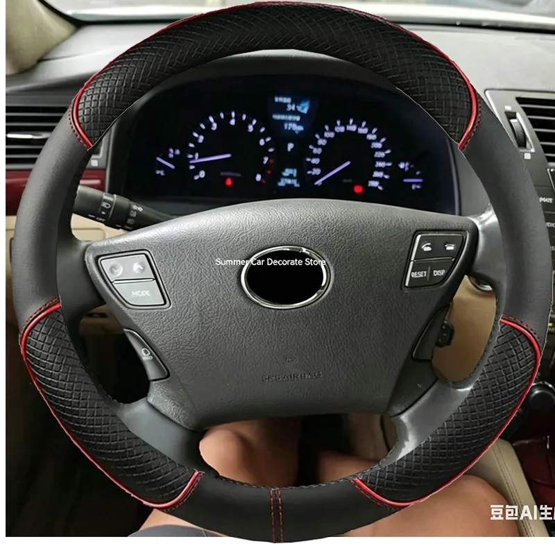 Customized Car Steering Wheel Cover For Lexus LS460 2010 Model Only Left And Right Gray Hand Suture Leather