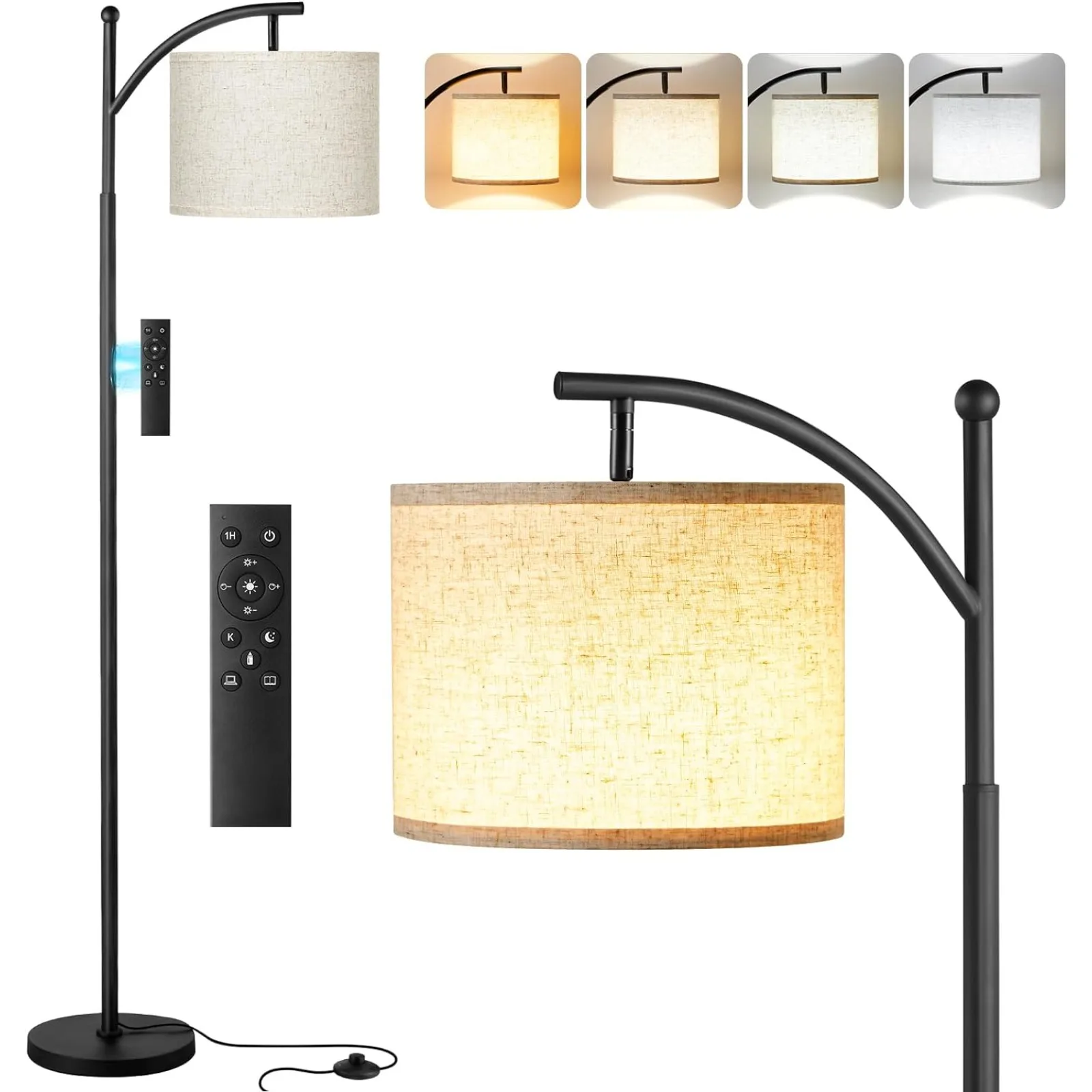 

Ambimall Floor Lamps for Living Room - Remote Control and Stepless Dimmable Bulb, Colors Temperature