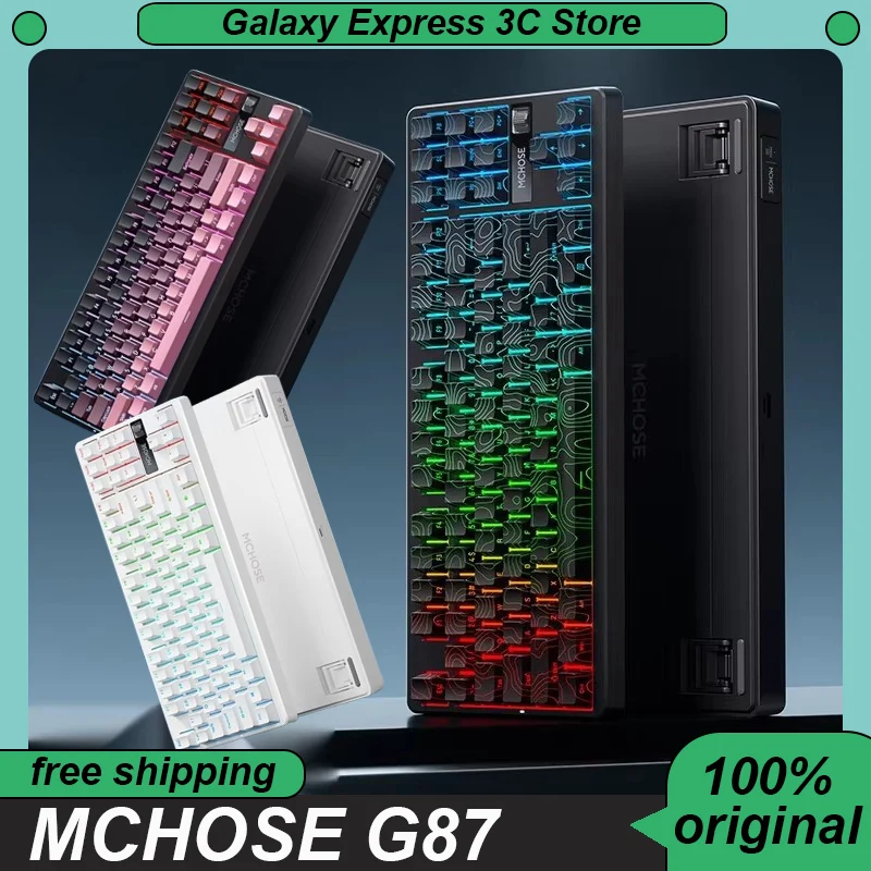 MCHOSE G87 Wireless Mechanical Keyboard Tri Mode Bluetooth Gasket Structure Hot Swap With Knob Customized Pc Gaming Keyboard