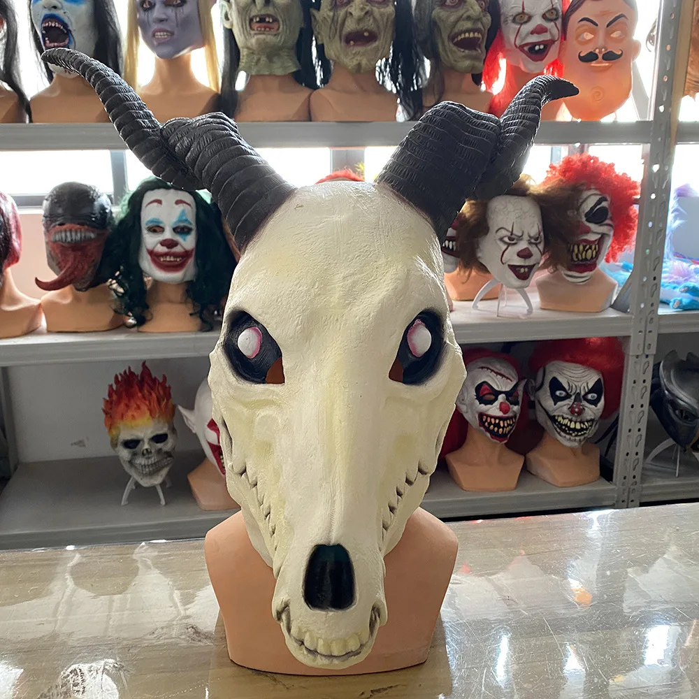 Ziegenkopf-Schädelmaske Widderhörner Tierschädel-Kostümmaske Dämon Teufel Böse Maske Cosplay Halloween Deko-Requisite ﻿ – Detail 4
