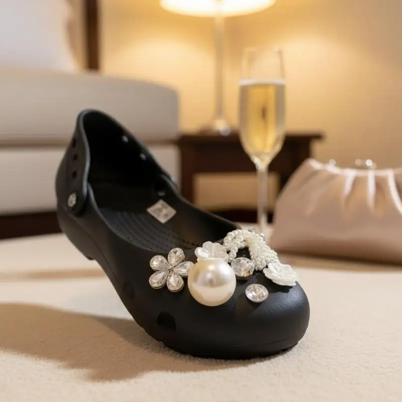 1 Set Women Ballet Shoes Charms Pack Fashion Shoe Decoration Luxury Pearl Rhinestone Flower Shoe Charms Kit DIY Shoe Accessories