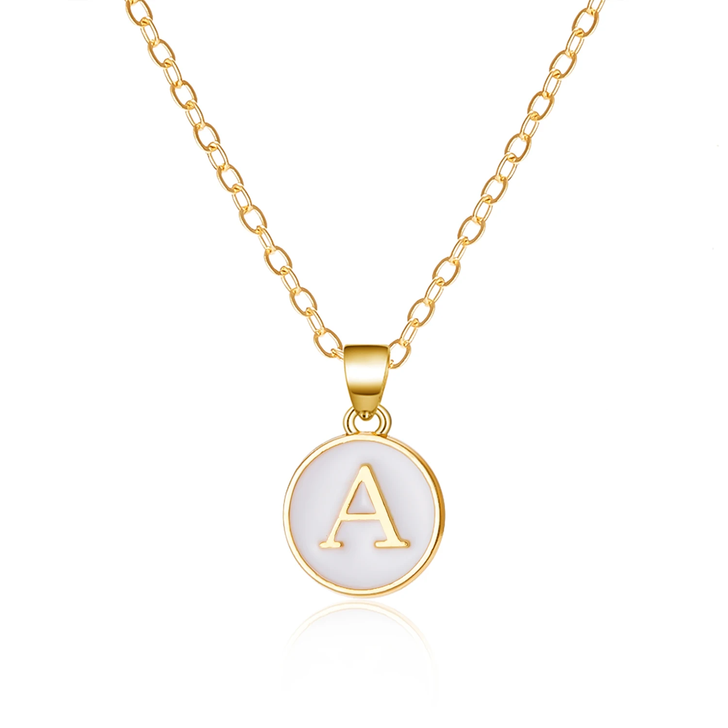 1PC Minimalist Letter Pendant Enamel Initial Necklace For Women Fashoin Gold Color Chain 26 Alphabet Name Jewelry Brithday Gift