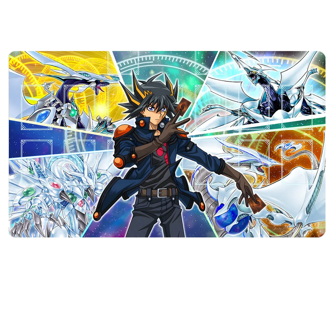 600x350mm Yu-Gi-Oh! Diy Fudo Yusei Playmat OCG Stardust Dragon Cosmic Blazar Dragon Single Rubber Board Game Card Mat Toy Gift