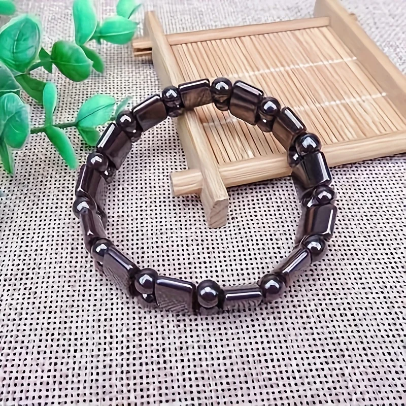 Classical Hematite Energy Beaded Elastic Magnetic Therapy Health Care Bracelets Slimming Health Care For Men Women