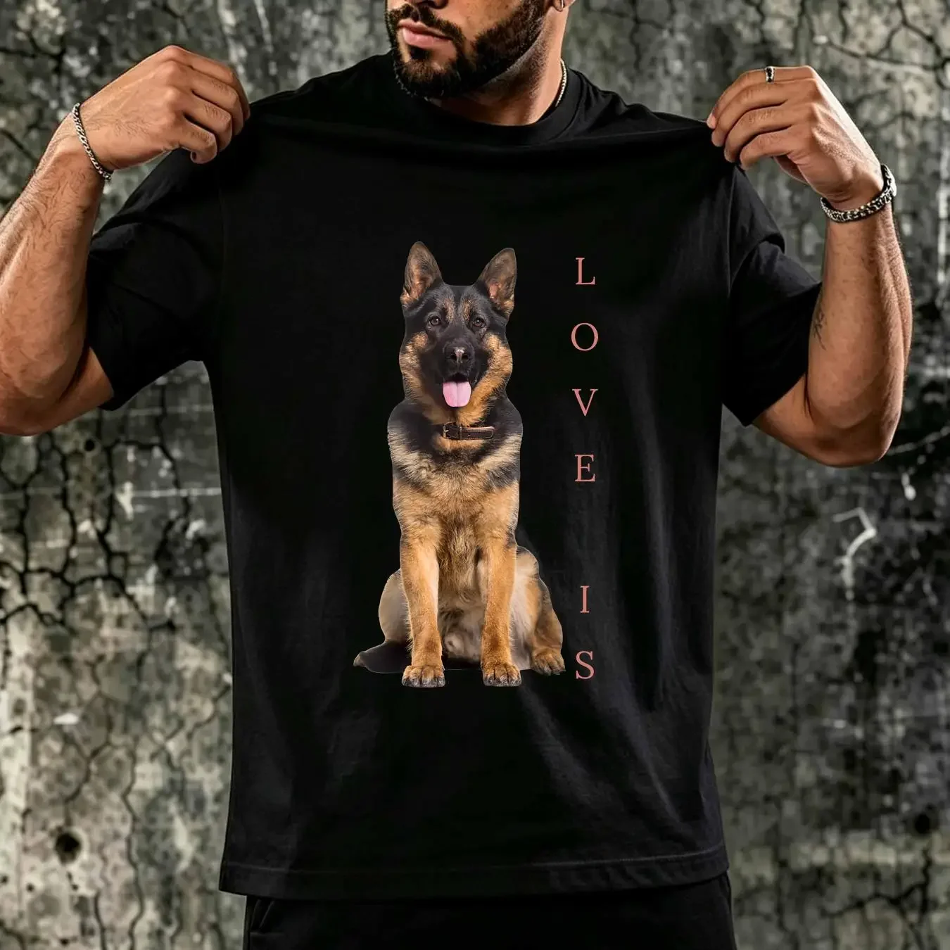 washed T Shirt German Shepherd Shepard Dog Mom Dad Love Pet Puppy  vintage Washed fashion designer clothes Slightly Unisex