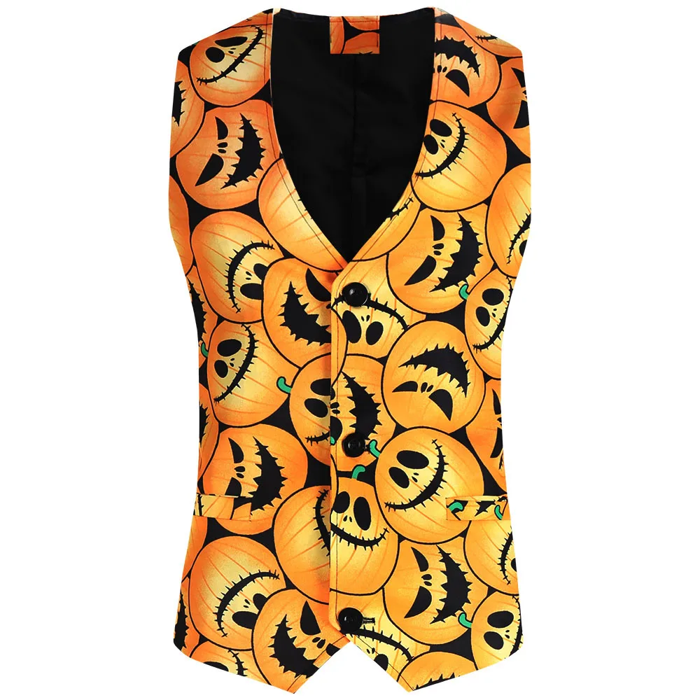 

Chic 3-pieces Halloween Dancing Suit Set Modern Men's Single Breasted Jacket Vest Pants In Stock Celebrity Patterned Funny Wear