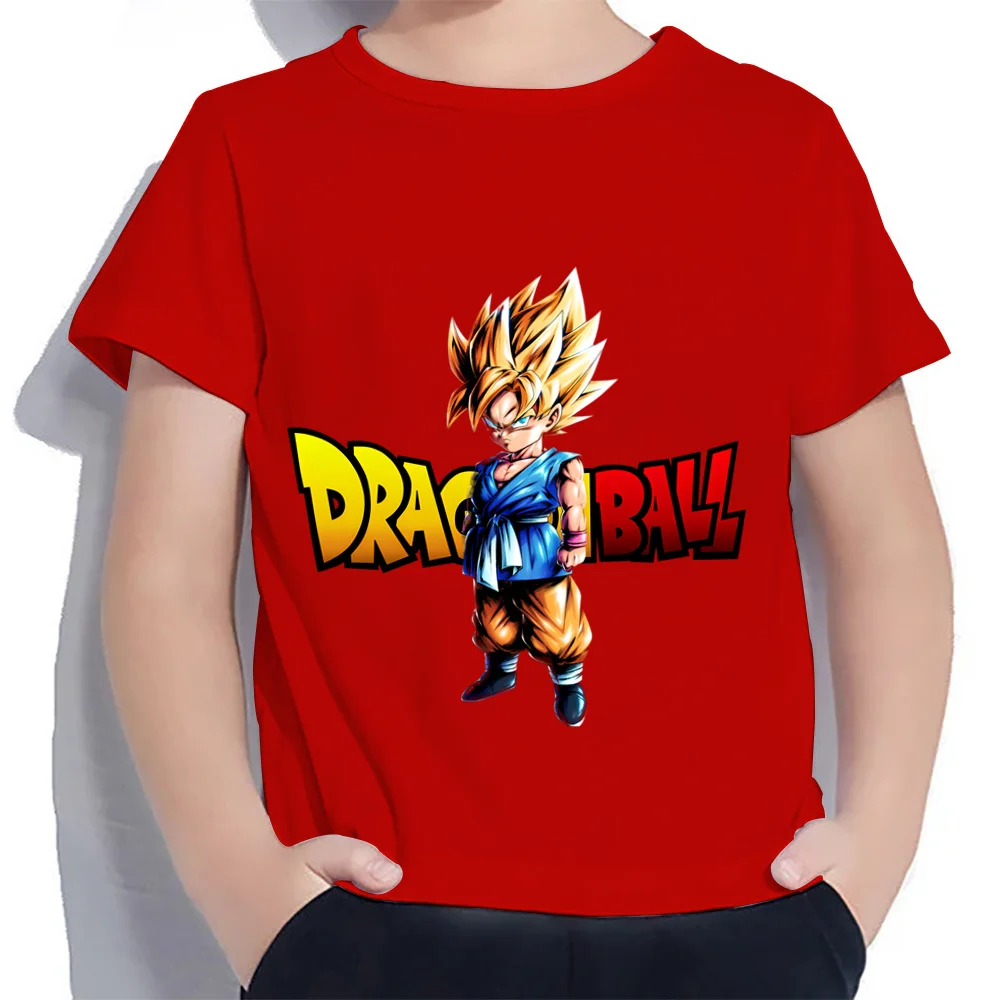 Kaus anak-anak 2024 baju anak-anak Dragon Ball Goku Vegeta baju anak laki-laki Fashion kaus untuk anak laki-laki atasan tren Anime High Street