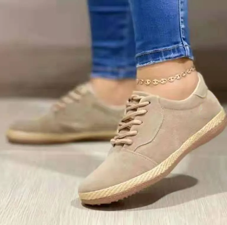 Zapatos de mujer de talla grande, mocasines planos cómodos Vintage con punta redonda y cordones para primavera y otoño 2022