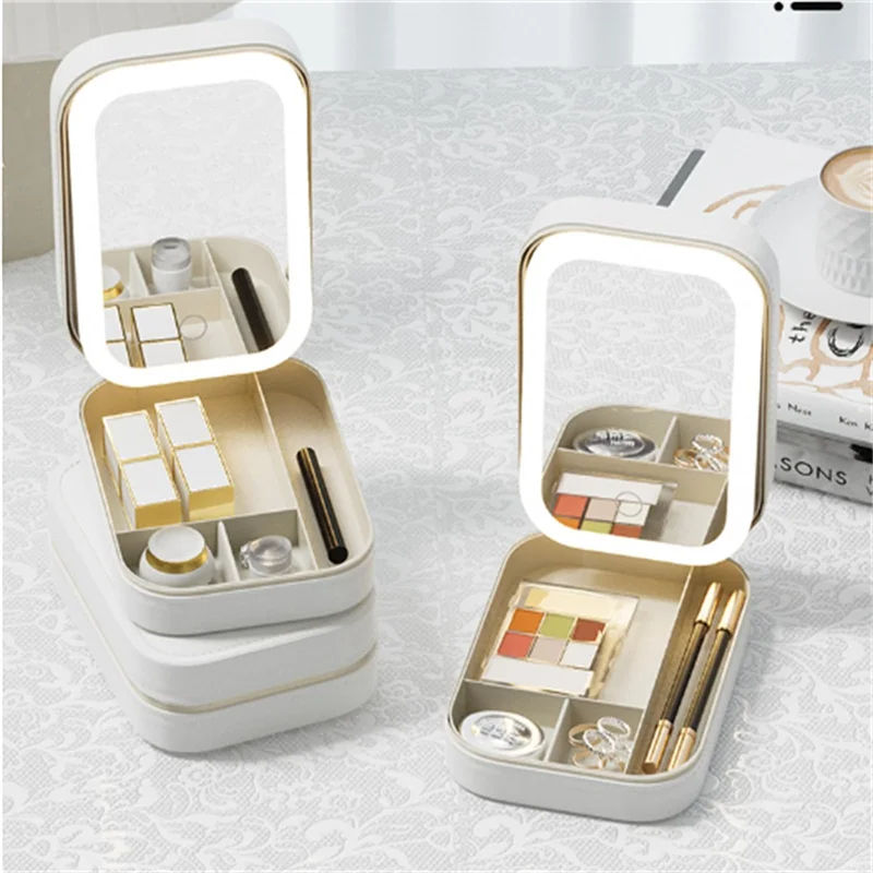 BAAN-LED Three-Color Adjustable Makeup Mirror Adjustable Makeup Mirror With Lights Rechargeable Lighted Makeup Mirror