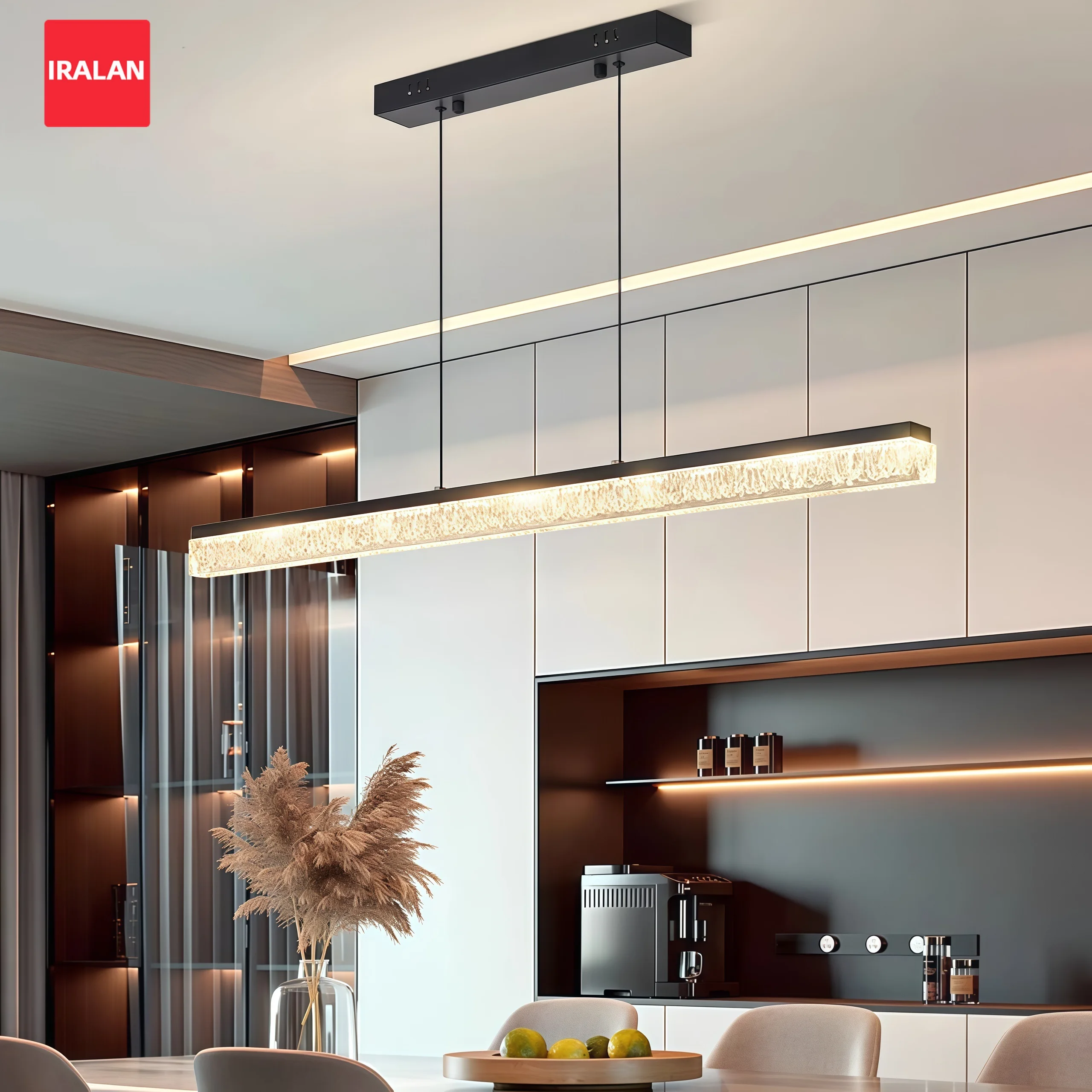 Minimalist Ceiling Chandelier Black 100CM Strip Ceiling Pendant Lamp with Remote Control Intelligent Dimming LED LightS