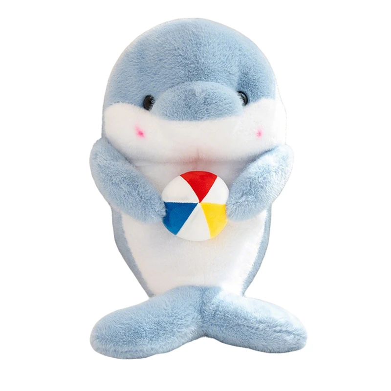 Marine Aquarium Series Animal Plush Toys Stuffed Holding Ball Dolphin Seal Walrus Doll Soft Chubby Cartoon Home Throw Pillow