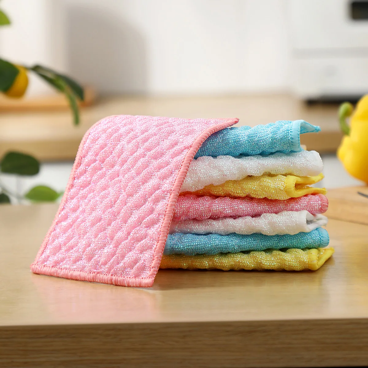 Double-Sided Decontamination Cleaning Cloth, Friction Bubble Cloth, Pineapple Grids Colorful Bubble Scouring Pad, Dishwashing Cloth, Strong Water Absorption and Oil Absorption Kitchen Rag