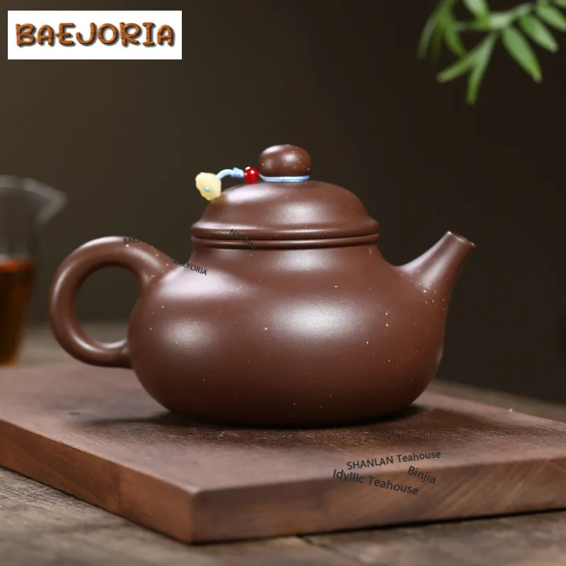 450ml Exquisite Yixing Purple Clay Teapots Handmade Rong Tian Pot Raw Ore Purple Jade Gold Sand Kettle With Infuser Zisha Teaset