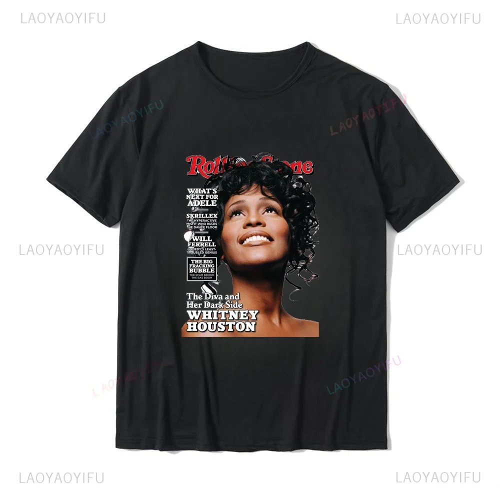 Whitney Houston and Bella Canvas Print T-shirt Unisex Short Sleeved Summer Comfort Breathable Everyday Wear