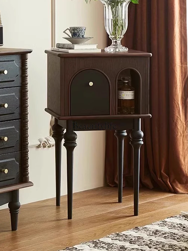 

French retro solid wood sofa edge several American medium and ancient style living room side cabinet narrow cabinet