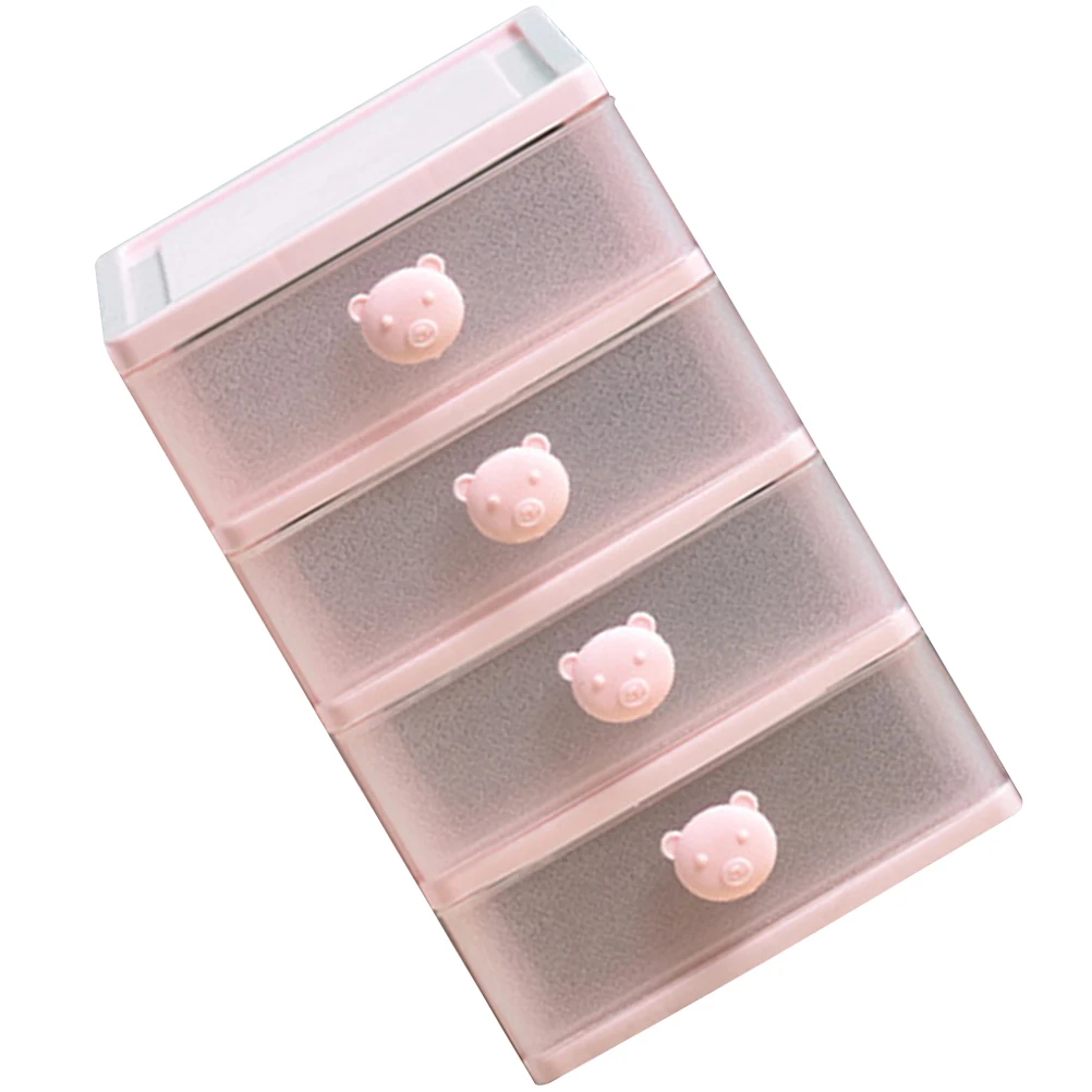 

Plastic Drawer Storage Box Pink Office Organizer Compact Lightweight Multi Purpose Desktop Kitchen Unit Sturdy Structure