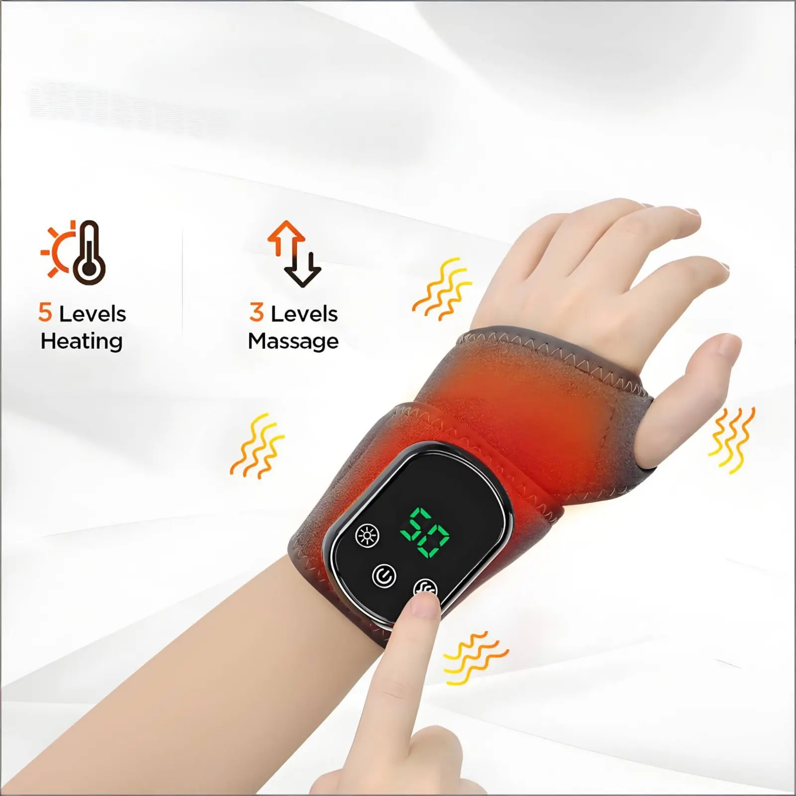 Heated Vibrating Wrist Brace Portable Vibrating Heat Treatment Band Electric Ankle Heating Wrap Auto Shut Deactivate