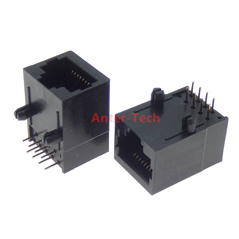 RJ45/Rj45 Onverlichte Netwerk Socket 8P8C Pcb Horizontale Montage Pin Afgeschermde Ethernet Interface 90 Graden Netwerk Internet Module
