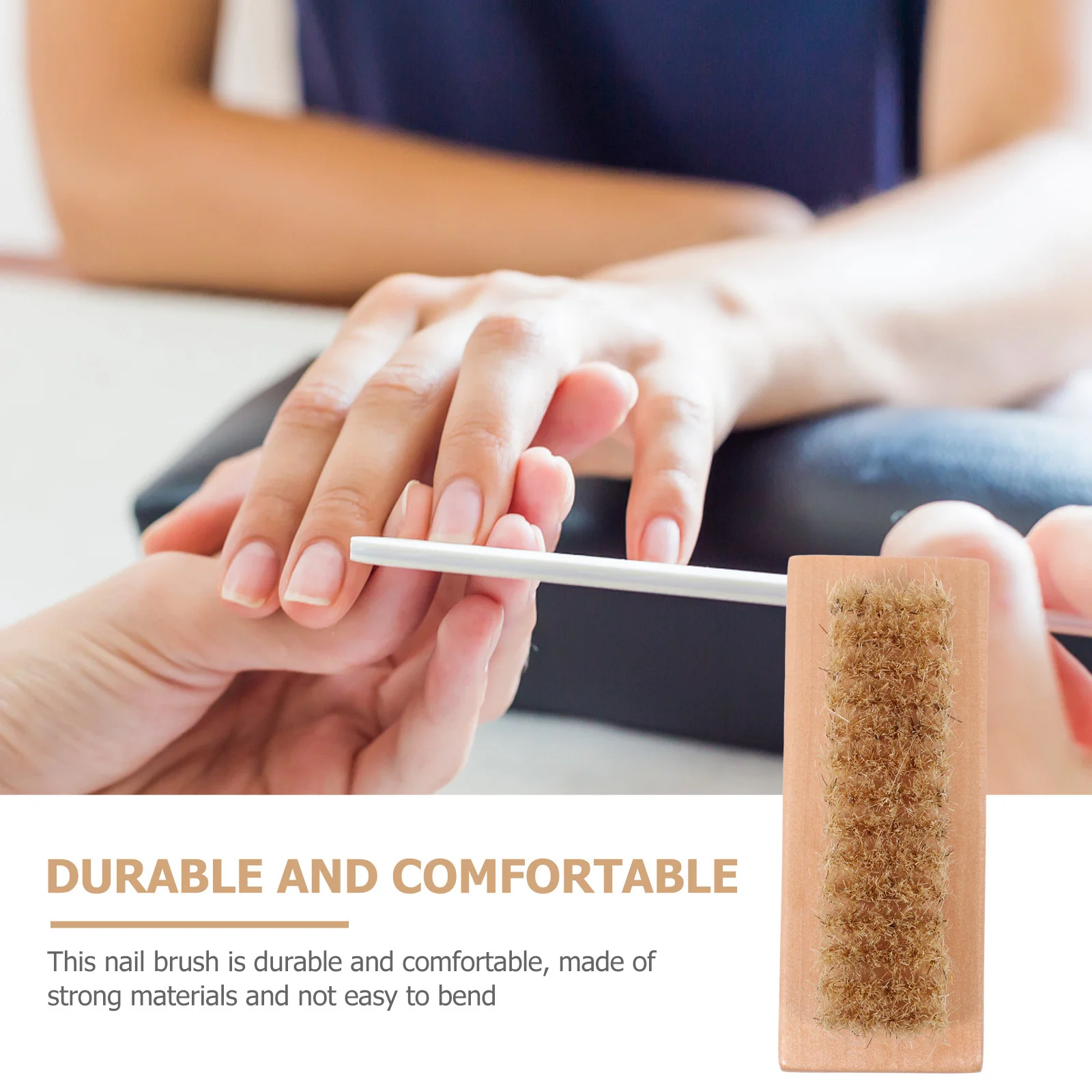 

1Pcs Wooden Pig Bristle Nail Brush Portable Small Size Dual Sided Fingernail Cleaning Brush Nail Art Equipment Manicure Tool