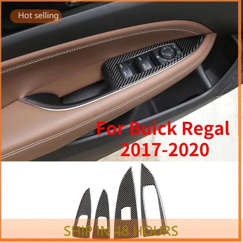 

Car Interior Carbon Fiber Door Window glass Lift Control Switch Panel Cover Trim Accessories For Buick Regal 2017-2020 LL