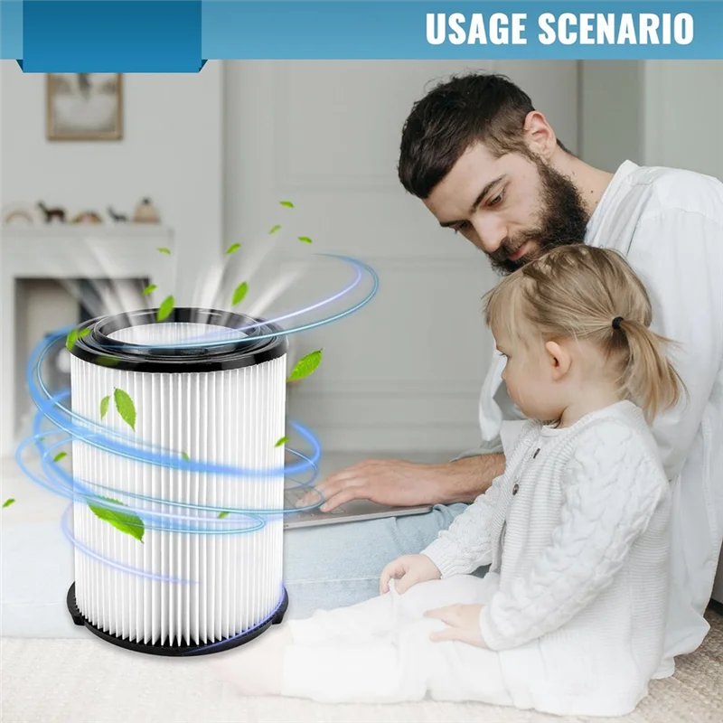 Filtro de cartucho de repuesto Stable-VF4000 para aspiradora en seco húmedo Ridged 72947 de 5 a 20 galones, 6-9 gal, Husky, paquete de 2