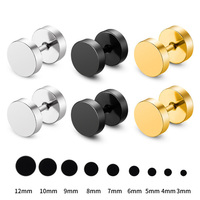 UAH 1 Pair Fashion Punk Earrings Double Sided Round Bolt Stud Earrings Male Gothic Barbell Black Earrings Men women Jewelry Gift