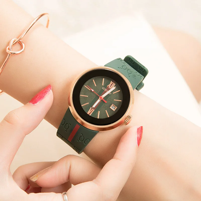 Women'S Watch With CalendarCeramic CaseLarge DialSilicone StrapCasual FashionableAnd Minimalist Design.Compact Women'S Watch.