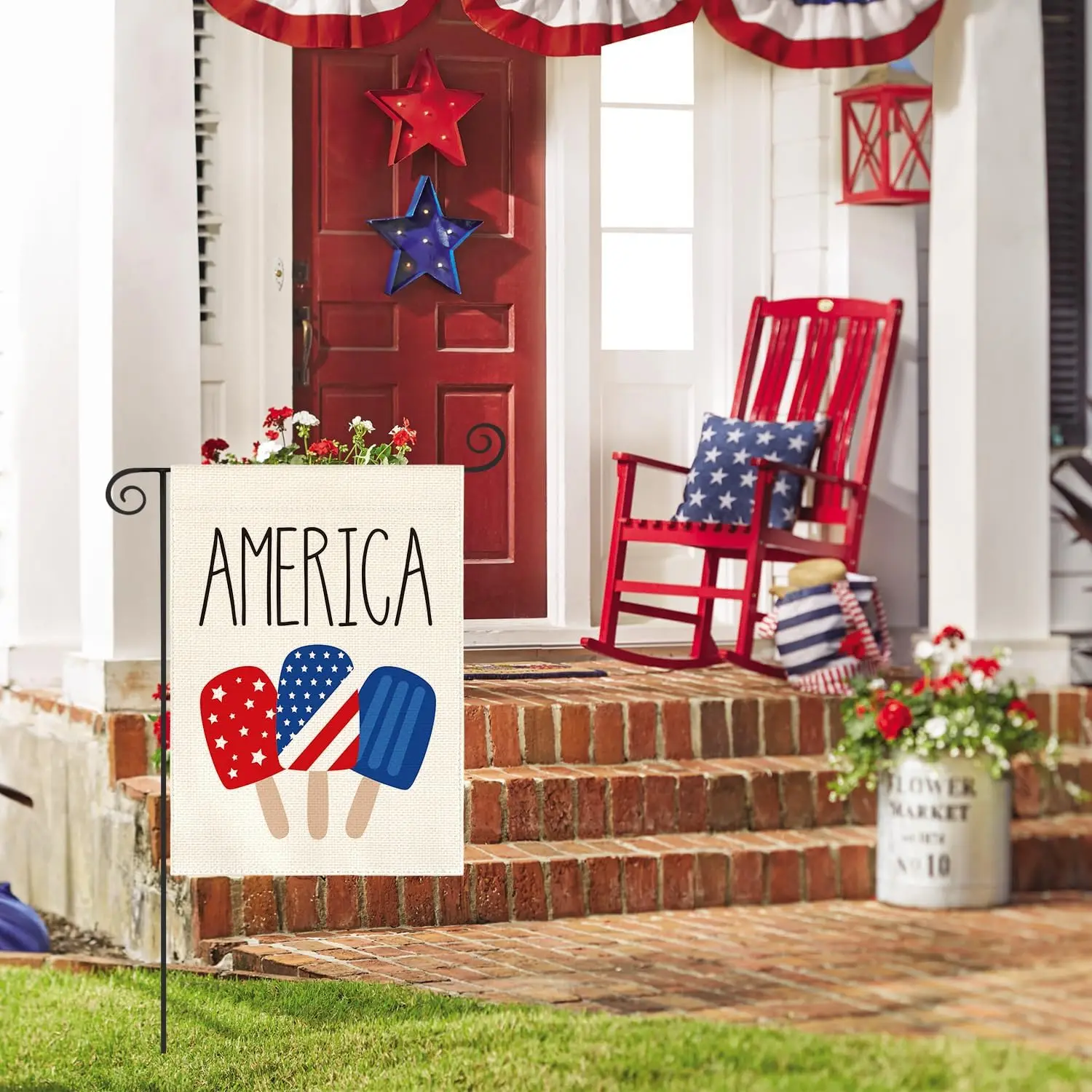 AVOIN colorlife American Stars and Stripes Popsicle Garden Flag Double Sided Outside, USA Patriotic 4th of July Independence EEZ
