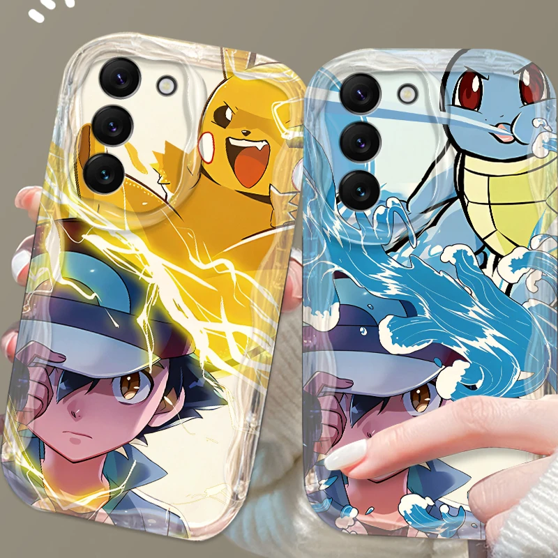 Luxury P-Pokemones S-Squirtles For Samsung S24 S23 S21 S20 Ultra Plus FE A73 A72 A71 A51 A31 A05S A05 A04 5G Wave Oil Soft