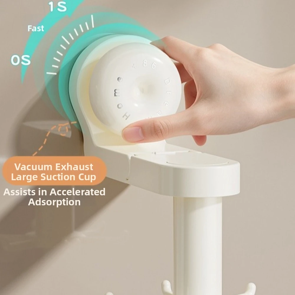 Rotatable Kitchen Rotating Hook Six-Claw with Suction Cup Wall Mounted Storage Rack Space-Saving Spatula Storage Rack Restaurant