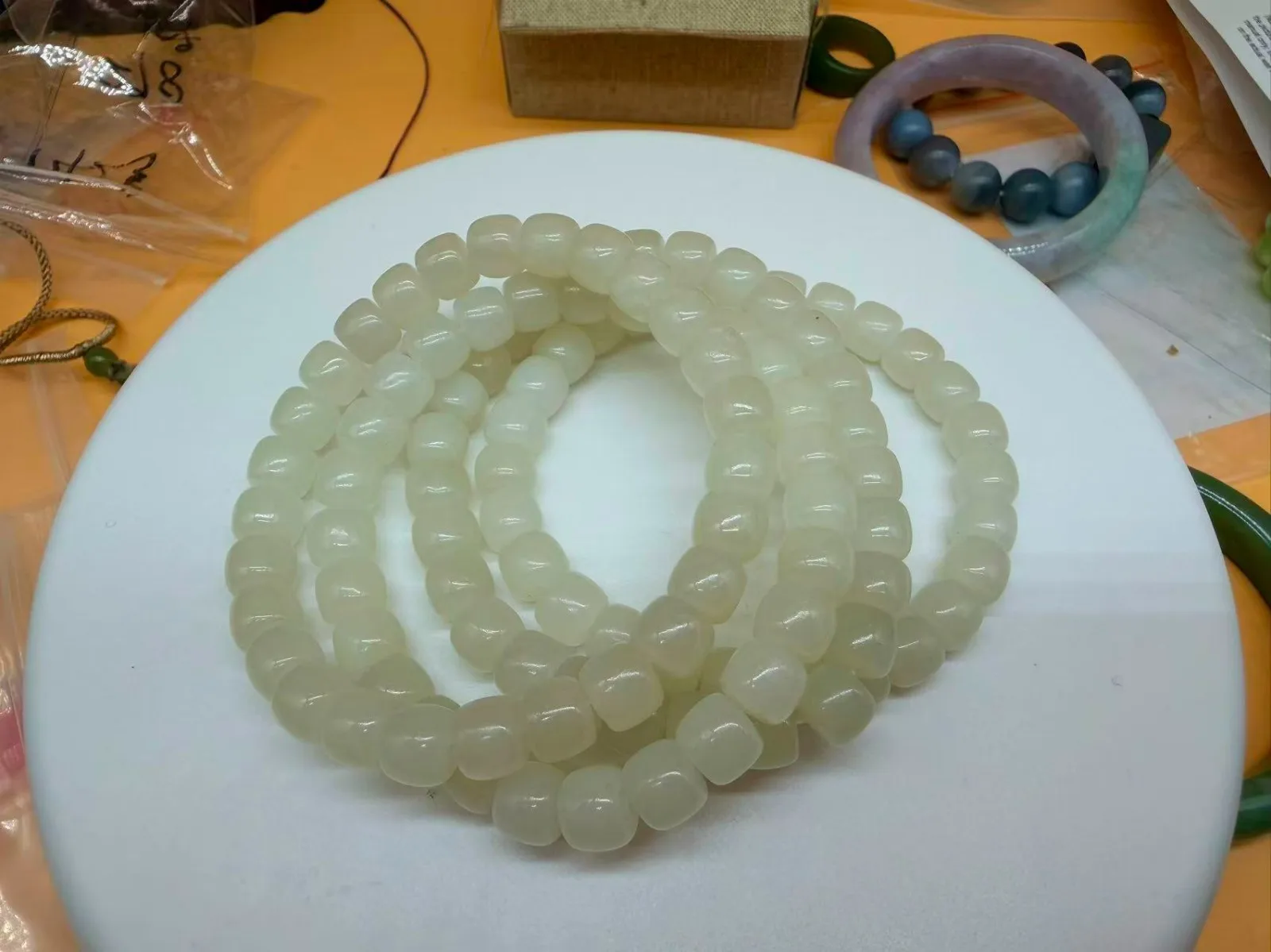 

AAA hetian jade bracelet 7m warm white Hetian jade Xinjiang warm white PRICE FOR EACH