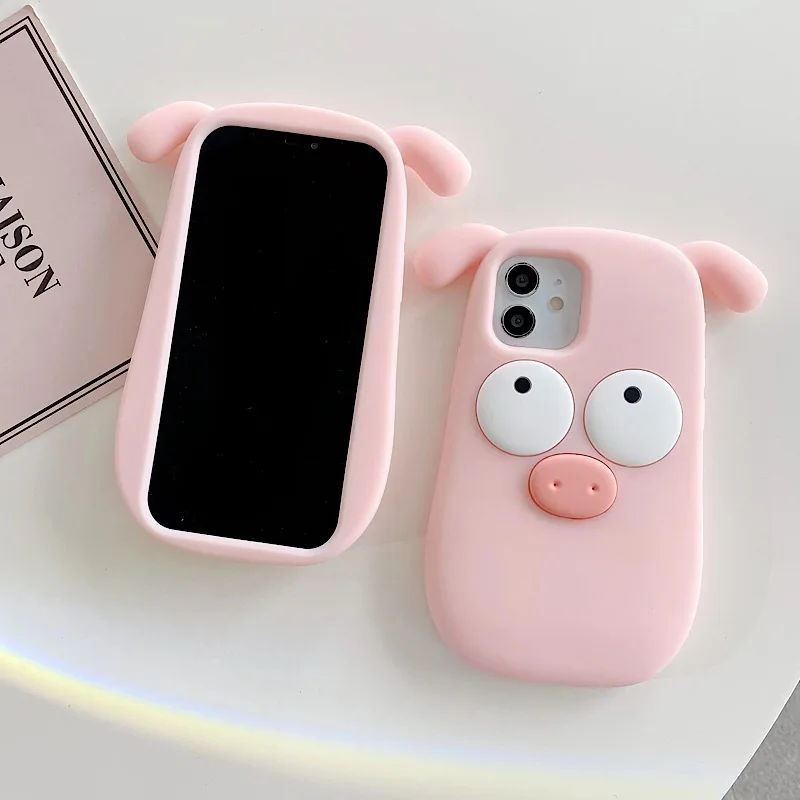 3D Pink Stupid Pig Suitable For iPhone 6 7 8 Xsmax 11 12 13 14 15 Pro Max Phone Case Soft Case Anti Drop