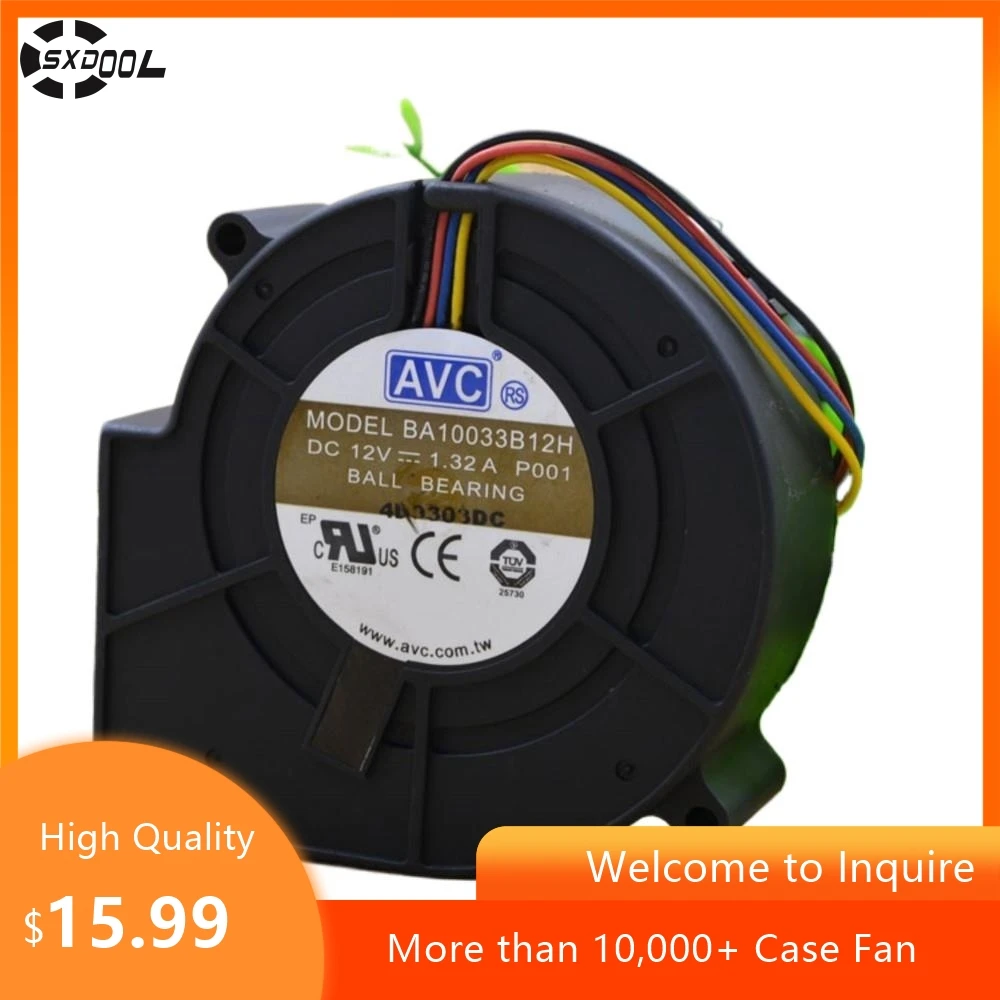 97mm Blower Fan for AVC BA10033B12H 12V 1.32A 9cm 9733 4-Wire Turbo Blower Dual Ball Bearings - High Airflow, Efficient Cooling