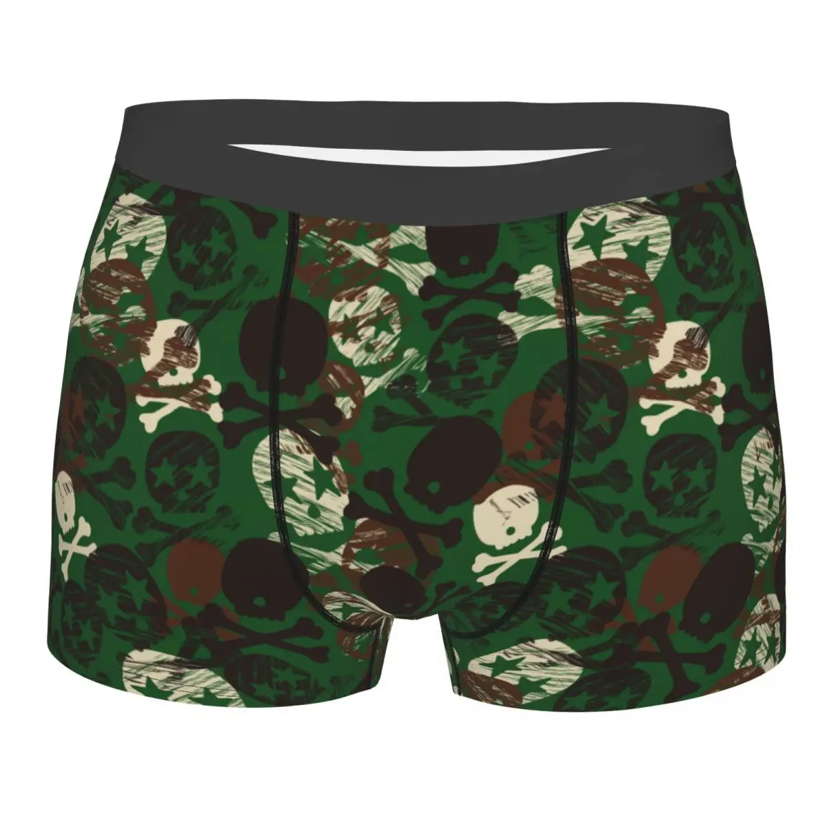 Novelty Boxer Shorts Panties Briefs Men Camouflage Star Skull Print Underwear Soft Underpants for Male Plus Size