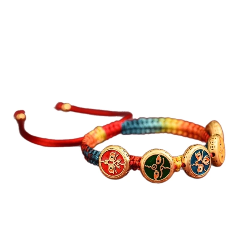 Five Way God of Wealth Handchain Adjustable Woven Bracelet Colorful Rope Bangle Wrist Accessory for Luck and Abundance