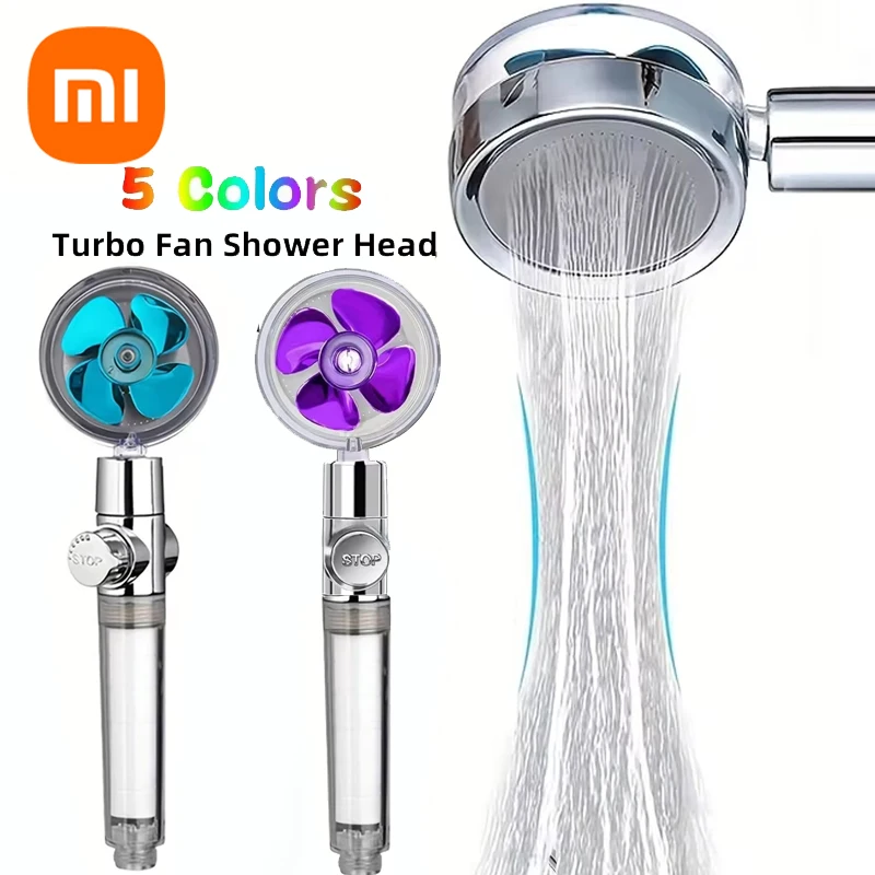 Xiaomi Handheld 360 Degrees Rotation Turbo Fan Shower Head High Pressure Water Saving Spray Shower Filters Bathroom Accessories