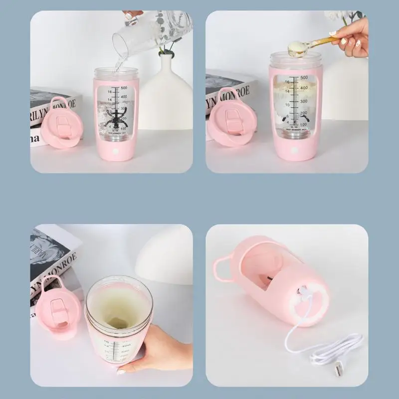 Protein Shake Mixer High-Speed Safety Mixer Bottle For Protein 600ml Capacity Mixer Cup Portable USB Rechargeable Shaker Cups