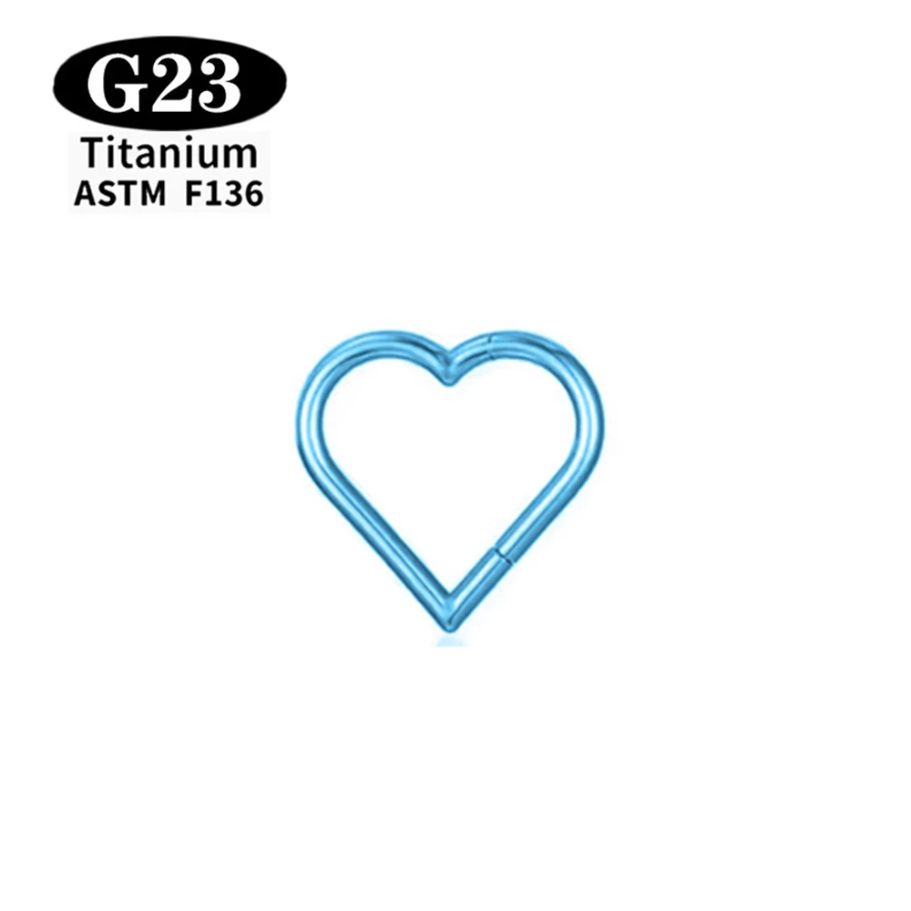 ASTM F136 G23 Titan Herz-Nasenring Ohrring Creolen Eloxierter Piercing-Schmuck-Set für Ohrknorpel, Tragus, Helix, Conch, Daith – Detail 5