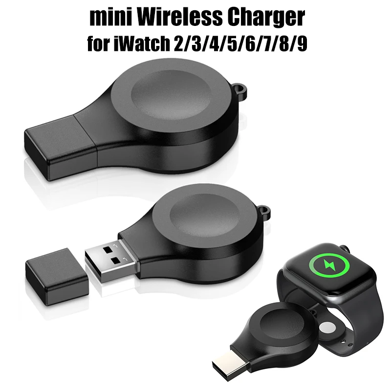 

mini Wireless USB Charger for iWatch 9/8/7/6/5/4/3/2 Smart Dock Station Watch Charger Portable Travel Wireless Charger Keychain