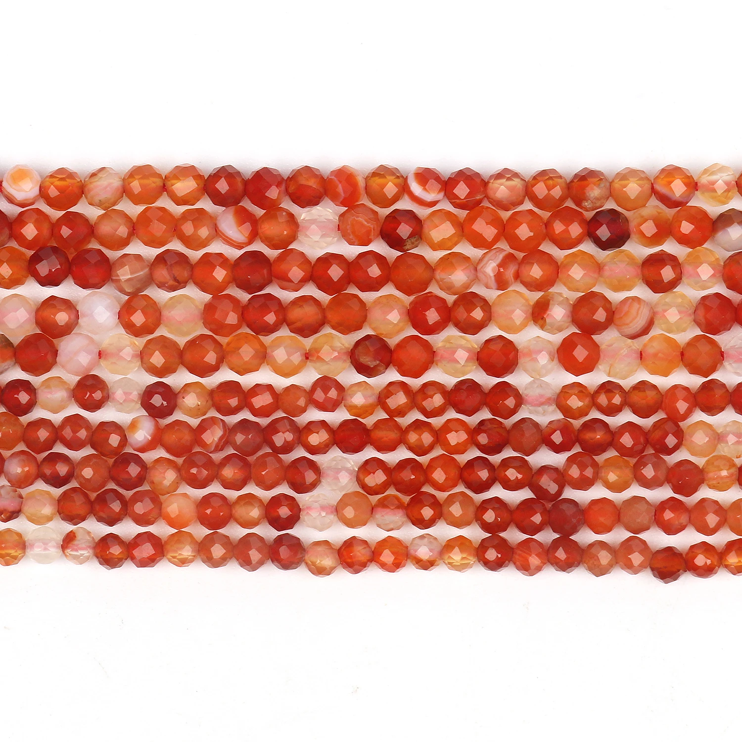 Natural Stone Red Carnelian Beads 2 3 4mm Faceted Agates Small Waist Seed Round Beads for Jewelry Making DIY Bracelet Necklace